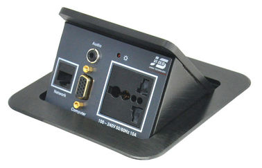 Power RJ45 Black Tabletop Interconnect Box Pop Up In Kitchen